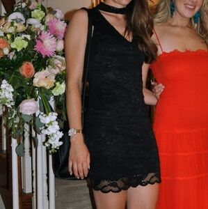 Black Lace Dress with Neck Collar